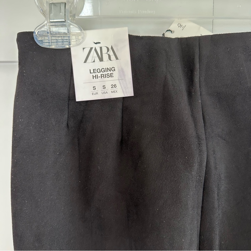 NWT! Zara Black Hi-Rise Suede Legging Trousers - Picture 7 of 10
